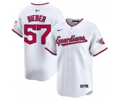 Men's Cleveland Guardians #57 Shane Bieber White Home Limited Stitched Baseball Jersey