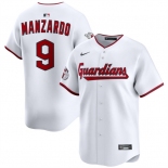 Men's Cleveland Guardians #9 Kyle Manzardo White Home Limited Stitched Baseball Jersey Men's Cleveland Guardians #9 Kyle Manzardo White Home Limited Stitched Baseball Jersey