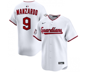 Men's Cleveland Guardians #9 Kyle Manzardo White Home Limited Stitched Baseball Jersey