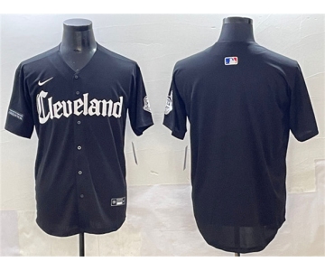 Men's Cleveland Guardians Blank Black Gothic Vapor Premier Limited Stitched Baseball Jersey