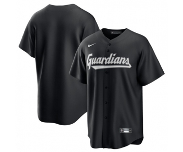 Men's Cleveland Guardians Blank Black Lights Out Limited Stitched Baseball Jersey