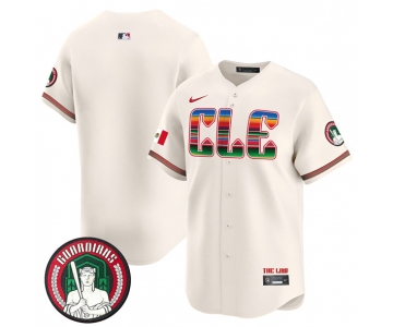 Men's Cleveland Guardians Blank Cream Mexico Vapor Premier Limited Stitched Baseball Jersey