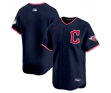 Men's Cleveland Guardians Blank Navy 2025 Alternate Limited Stitched Baseball Jersey