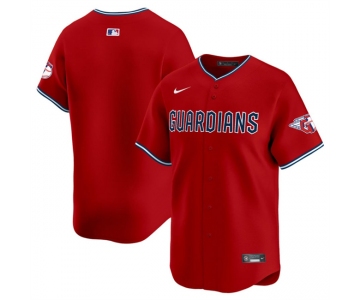 Men's Cleveland Guardians Blank Red Alternate Limited Stitched Baseball Jersey