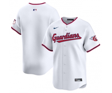 Men's Cleveland Guardians Blank White Home Limited Stitched Baseball Jersey