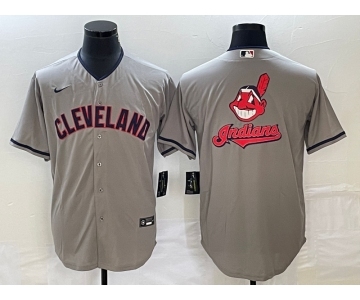 Men's Cleveland Guardians Gray Team Big Logo Cool Base Stitched Jersey