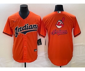 Men's Cleveland Guardians Orange Team Big Logo Cool Base Stitched Jersey