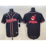 Men's Cleveland Guardians Team Big Logo 2026 Fashion Replica Black Out Stitched Baseball Jersey