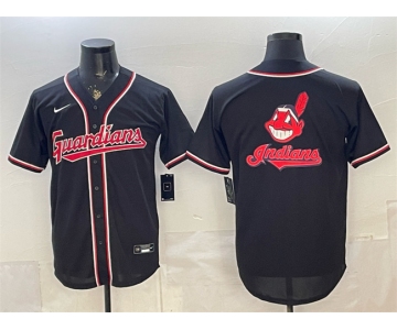 Men's Cleveland Guardians Team Big Logo 2026 Fashion Replica Black Out Stitched Baseball Jersey