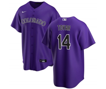 Men's Colorado Rockies #14 Ezequiel Tovar Purple Cool Base Stitched Baseball Jersey