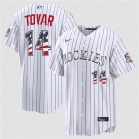 Men's Colorado Rockies #14 Ezequiel Tovar White 2026 USA 250 Fourth of July Home Stitched Baseball Jersey