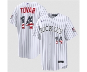 Men's Colorado Rockies #14 Ezequiel Tovar White 2026 USA 250 Fourth of July Home Stitched Baseball Jersey Men's Colorado Rockies #14 Ezequiel Tovar White 2026 USA 250 Fourth of July Home Stitched Baseball Jersey