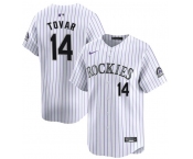 Men's Colorado Rockies #14 Ezequiel Tovar White White Home Limited Stitched Baseball Jersey