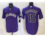 Men's Colorado Rockies #15 Hunter Goodman Purple Stitched Baseball Jersey