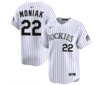 Men's Colorado Rockies #22 Mickey Moniak White Home Limited Stitched Baseball Jersey