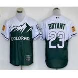 Men's Colorado Rockies #23 Kris Bryant Green 2022 City Connect Cool Base Stitched Jersey