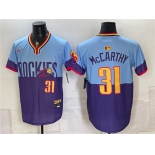Men's Colorado Rockies #31 Jake McCarthy Purple Light Blue 2025 City Connect Limited Stitched Baseball Jersey