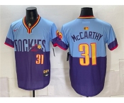 Men's Colorado Rockies #31 Jake McCarthy Purple Light Blue 2025 City Connect Limited Stitched Baseball Jersey
