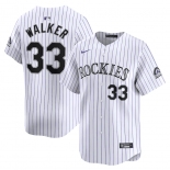 Men's Colorado Rockies #33 Larry Walker White Home Limited Stitched Baseball Jersey Men's Colorado Rockies #33 Larry Walker White Home Limited Stitched Baseball Jersey