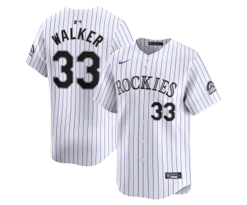 Men's Colorado Rockies #33 Larry Walker White Home Limited Stitched Baseball Jersey
