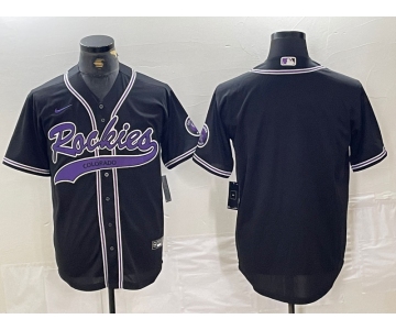 Men's Colorado Rockies Blank Black With Patch Cool Base Stitched Baseball Jersey