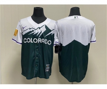 Men's Colorado Rockies Blank Green 2022 City Connect Cool Base Stitched Jersey