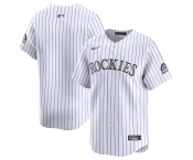 Men's Colorado Rockies Blank White Home Limited Stitched Baseball Jersey