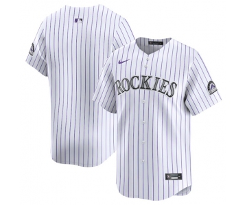 Men's Colorado Rockies Blank White Home Limited Stitched Baseball Jersey