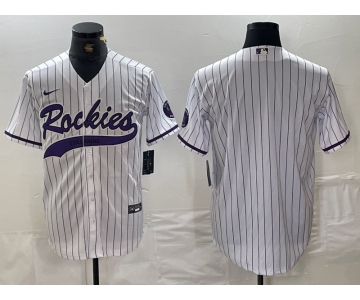 Men's Colorado Rockies Blank White With Patch Cool Base Stitched Baseball Jersey