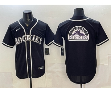 Men's Colorado Rockies Team Big Logo 2026 Fashion Replica Black Out Stitched Baseball Jersey