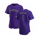 Men's Nike Colorado Rockies #1 Garrett Hampson Purple Alternate 2020 Authentic Player Baseball Jersey