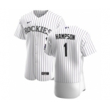 Men's Nike Colorado Rockies #1 Garrett Hampson White Home 2020 Authentic Player Baseball Jersey