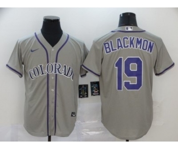Men's Nike Colorado Rockies #19 Charlie Blackmon Gray 2020 Baseball Cool Base Jersey
