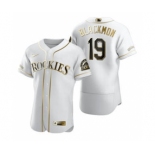 Men's Nike Colorado Rockies #19 Charlie Blackmon White 2020 Authentic Golden Edition Baseball Jersey