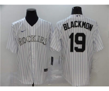 Men's Nike Colorado Rockies #19 Charlie Blackmon White 2020 Baseball Cool Base Jersey