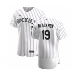 Men's Nike Colorado Rockies #19 Charlie Blackmon White Home 2020 Authentic Player Baseball Jersey