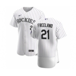 Men's Nike Colorado Rockies #21 Kyle Freeland White Home 2020 Authentic Player Baseball Jersey