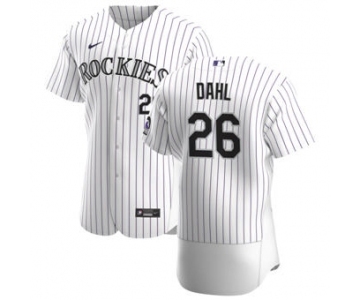 Men's Nike Colorado Rockies #26 David Dahl White Home 2020 Authentic Player Baseball Jersey