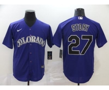 Men's Nike Colorado Rockies #27 Trevor Story Purple 2020 Baseball Cool Base Jersey