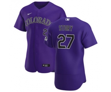 Men's Nike Colorado Rockies #27 Trevor Story Purple Alternate 2020 Authentic Player Baseball Jersey