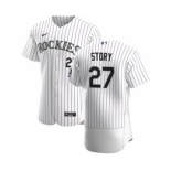 Men's Nike Colorado Rockies #27 Trevor Story White Home 2020 Authentic Player Baseball Jersey