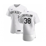 Men's Nike Colorado Rockies #38 Ryan Castellani White Home 2020 Authentic Player Baseball Jersey