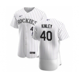 Men's Nike Colorado Rockies #40 Tyler Kinley White Home 2020 Authentic Player Baseball Jersey