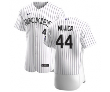 Men's Nike Colorado Rockies #44 Jose Mujica White Home 2020 Authentic Player Baseball Jersey