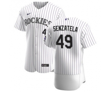 Men's Nike Colorado Rockies #49 Antonio Senzatela White Home 2020 Authentic Player Baseball Jersey