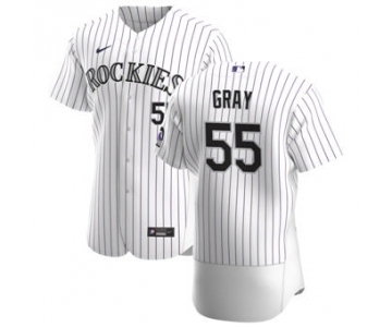 Men's Nike Colorado Rockies #55 Jon Gray White Home 2020 Authentic Player Baseball Jersey