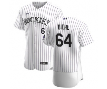 Men's Nike Colorado Rockies #64 Phillip Diehl White Home 2020 Authentic Player Baseball Jersey
