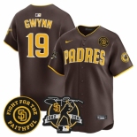 Men San Diego Padres #19 Tony Gwynn Brown Tony Gwynn 26 Faithful Patch Limited Stitched Baseball Jersey