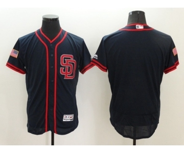 Men San Diego Padres Blank Majestic Navy 2016 Independence Day Stars & Stripes Flex Base Team Jersey