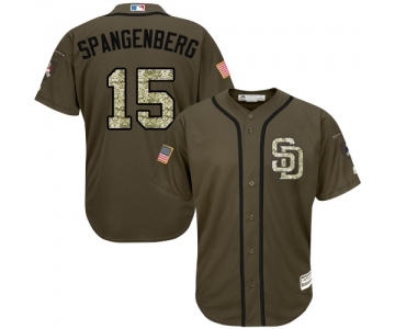 Men's Majestic San Diego Padres #15 Cory Spangenberg Authentic Green Salute to Service MLB Jersey